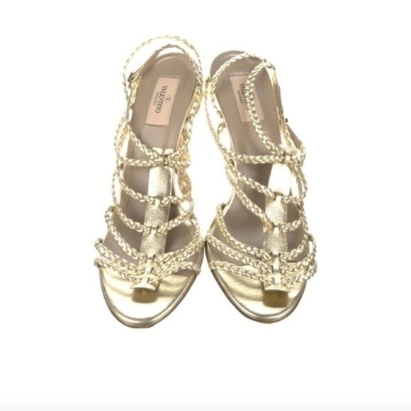 Valentino Garavani Shoes - VALENTINO GARAVANI STRAPPY GOLD HEEL SANDALS SIZE 40